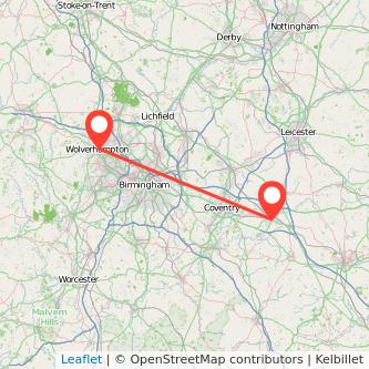 Rugby Wolverhampton train map