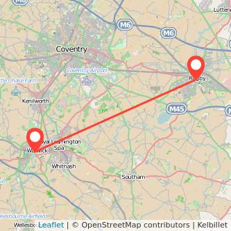 Rugby Warwick train map