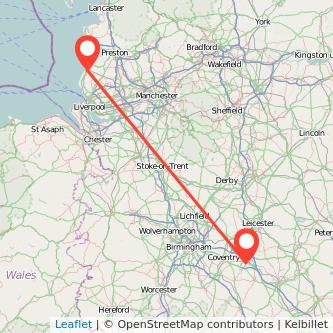 Rugby Southport train map