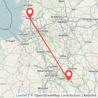 Rugby Preston train map