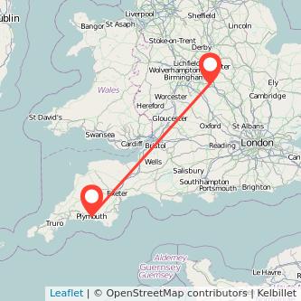 Rugby Plymouth bus map