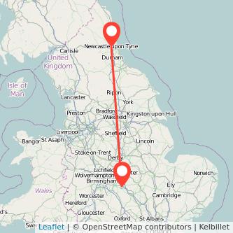 Rugby Newcastle upon Tyne train map