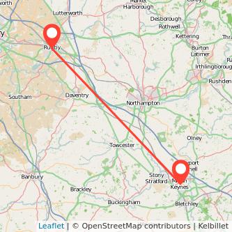 Rugby Milton Keynes train map