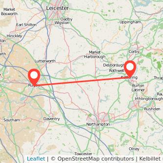 Rugby Kettering train map