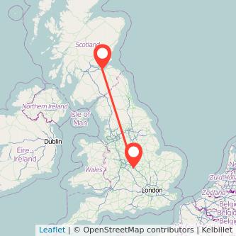 Rugby Edinburgh train map