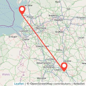 Rugby Blackpool train map