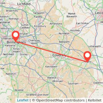 Rugby Birmingham train map