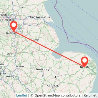 Rotherham Norwich train map