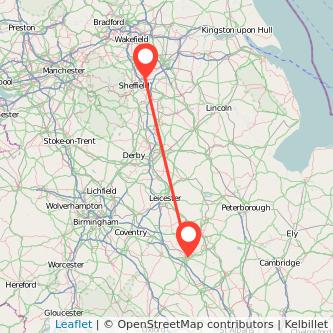 Rotherham Northampton train map