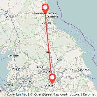 Rotherham Newcastle upon Tyne train map