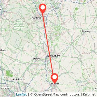 Rotherham Leicester train map