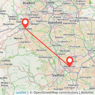 Rotherham Huddersfield train map