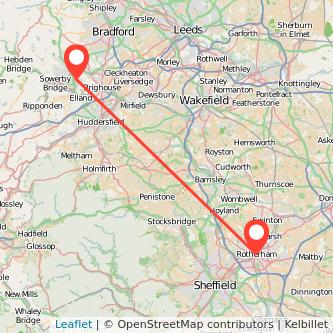 Rotherham Halifax bus map