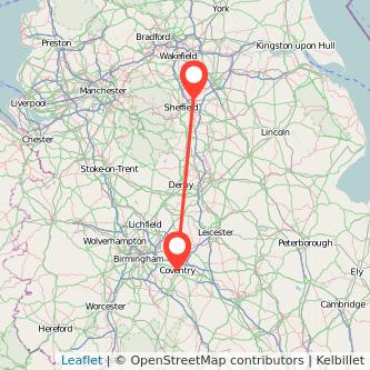 Rotherham Coventry train map