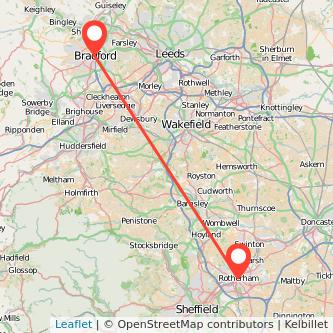 Rotherham Bradford train map