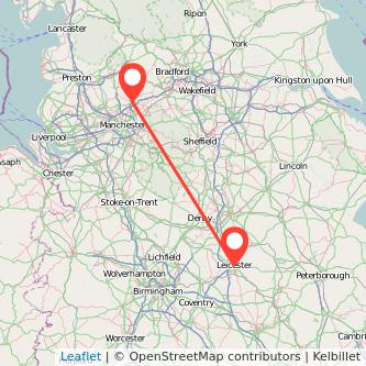 Rochdale Leicester train map