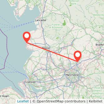 Rochdale Blackpool bus map