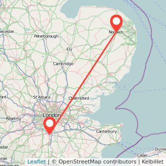 Redhill Norwich bus map