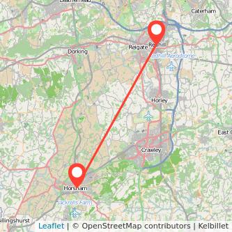 Redhill Horsham train map