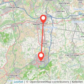 Redhill Crawley train map