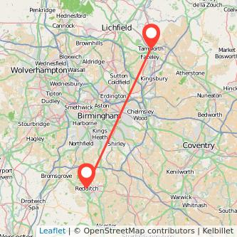 Redditch Tamworth train map