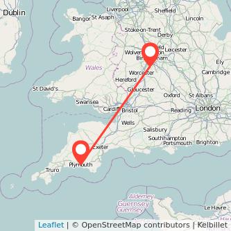 Redditch Plymouth bus map