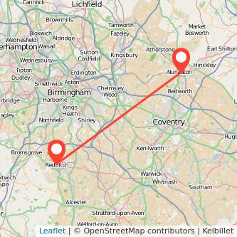 Redditch Nuneaton bus map