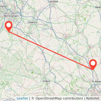 Redditch Luton train map