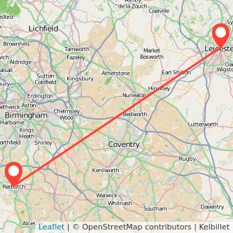 Redditch Leicester train map