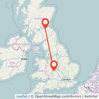 Redditch Edinburgh train map