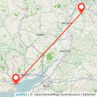 Redditch Cardiff train map