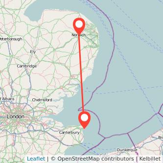 Ramsgate Norwich train map