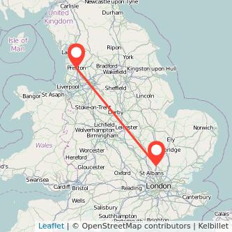 Preston Stevenage bus map