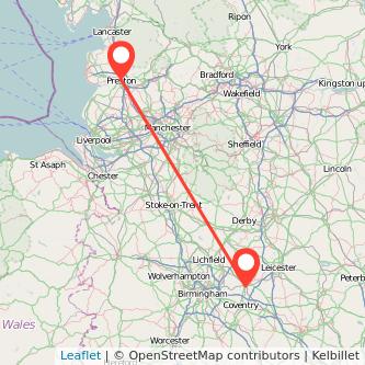 Preston Nuneaton train map