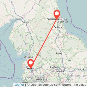 Preston Newcastle upon Tyne train map