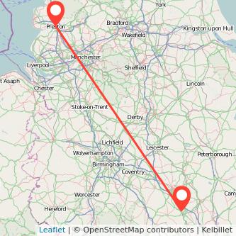 Preston Milton Keynes train map