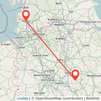 Preston Market Harborough train map