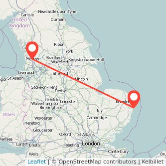 Preston Lowestoft train map