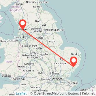 Preston Ipswich bus map