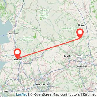 Preston Harrogate bus map