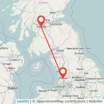 Preston Glasgow bus map