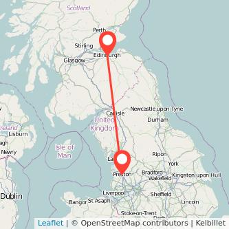 Preston Edinburgh bus map