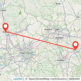 Preston Doncaster train map