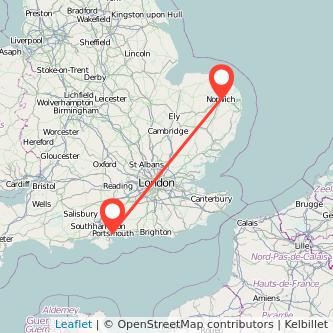 Portsmouth Norwich train map