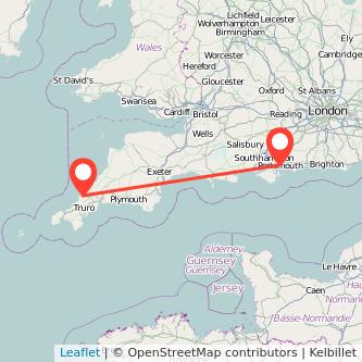 Portsmouth Newquay train map