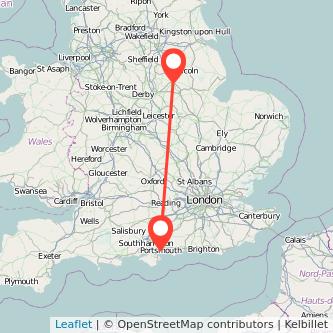 Portsmouth Newark on Trent bus map