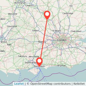 Portsmouth Milton Keynes train map