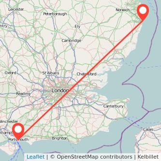 Portsmouth Lowestoft bus map