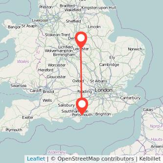 Portsmouth Leicester train map