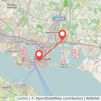 Portsmouth Havant bus map